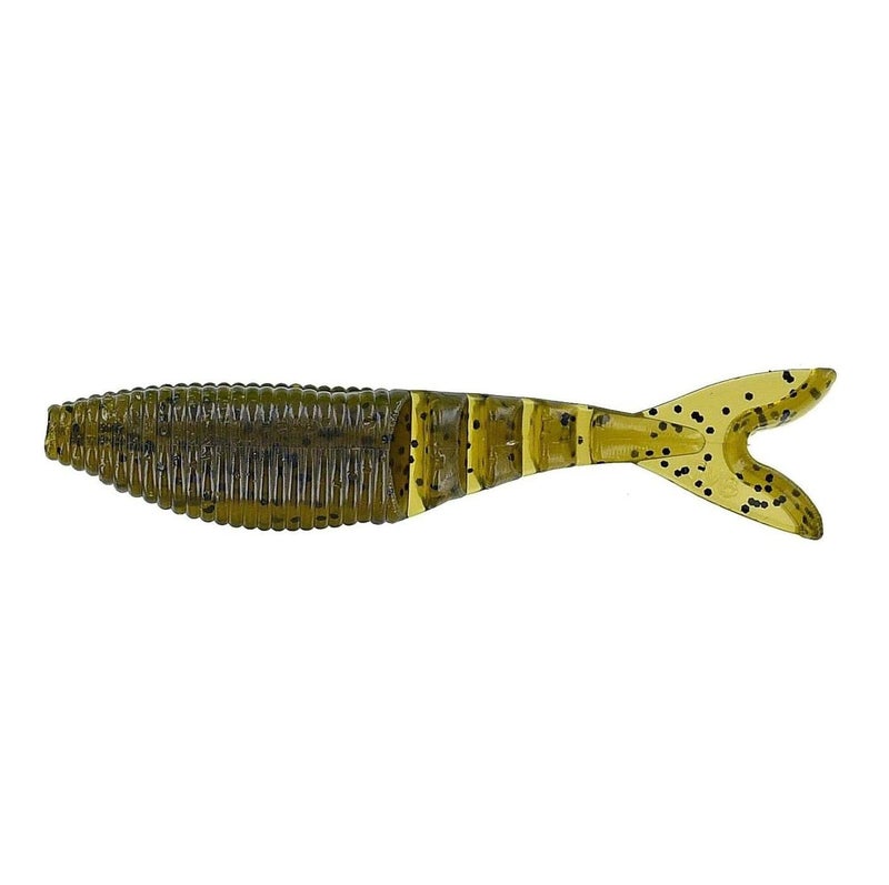 Yamamoto Zako 4' Multi-Use Soft Plastic Fishing Angling Swimbait Lure Designed to Mimic Bluegill or Shad - 6 Pack, Green Pumpkin with Large Black Flake - Image 3